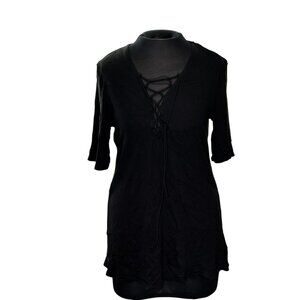 Express Black Lace-Up Tunic Top Size XL